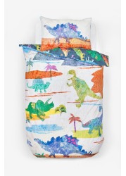 Dinosaur Colour Clash Reversible Duvet Cover and Pillowcase Set