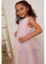 Chi Chi London Girls Rainbow Tiered Tulle Midi Dress