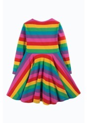 Frugi Pink Organic Cotton Rainbow Full Skirt Skater Dress