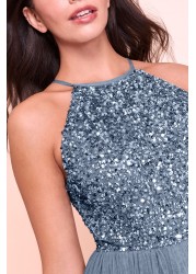 Maya Halterneck Delicate Sequin Maxi Dress Regular