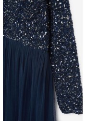 Maya Embellished Long Sleeve Maxi Dress Curve