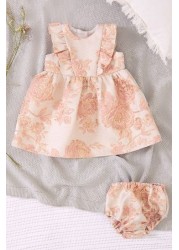 Lipsy Jacquard Frill Dress With Matching Knicker