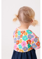 Floral Jersey Denim Mix Dress (3mths-7yrs)