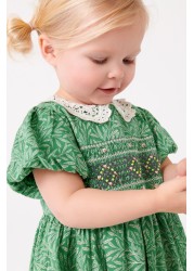 Lace Collar Shirred Cotton Dress (3mths-8yrs)