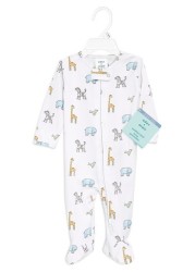 aden + anais White Comfort Knit Jungle Jammin' Footie Bodysuit