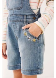 Fat Face Blue Embroidered Dungaree Shorts