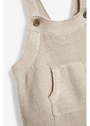 The Little Tailor Cream Fawn Ecru Knitted Dungarees