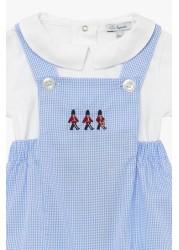 Trotters London Blue Gingham Little Guardsman Romper