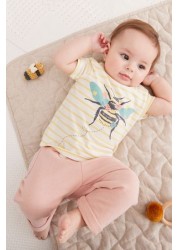 FatFace Yellow Baby Crew Bee T-Shirt and Joggers Set