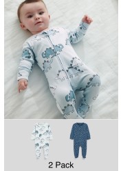 2 Pack Zip Baby Sleepsuits (0mths-3yrs)