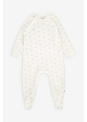 The Little Tailor Cream Jersey Print Rocking Horse Sleepsuit