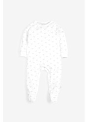 The Little Tailor White Jersey Print Rocking Horse Sleepsuit