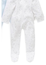 Purebaby Blue Organic Cotton Zip Growsuits 2 Pack