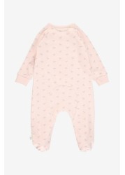 The Little Tailor Pink Jersey Print Rocking Horse Sleepsuit