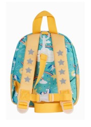 Frugi Aqua Blue Recycled Backpack with Reins Unicorn