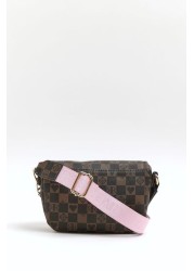 River Island Brown Og Checkerboard Curved X Body Bag