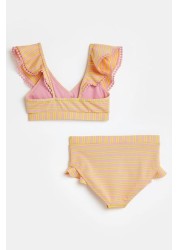 River Island Pink Light Og Textured Stripe Bikini