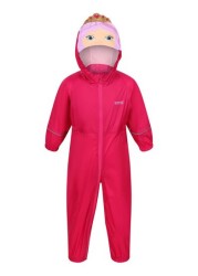 Regatta Pink Charco Waterproof Animal Hooded Puddlesuit