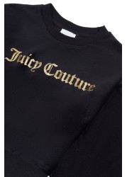 Juicy Couture Black Corduroy Velour Oversize Crew Sweat Top