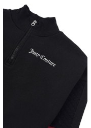 Juicy Couture Black Boxy Crop Quarter Zip Funnel Sweatshirt