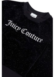 Juicy Couture Oversize Black Glitter Velour Crew Sweat Top