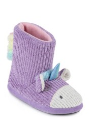 totes Girls Tall Unicorn Boot Slippers