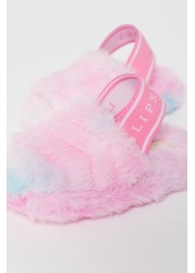 Lipsy Faux Fur Slingback Mule Slipper (Younger)