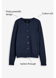 Pointelle Detail School Cardigan (3-16yrs)