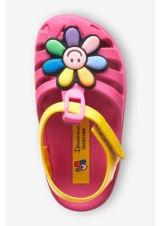 Ipanema Pink Baby Smiley Face Embellished Pump Sandals