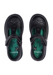 ToeZone Black One Strap T-Bar Star Detail Vegan School Shoes