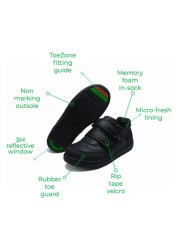 ToeZone Black Twin Strap Love Heart School Shoes