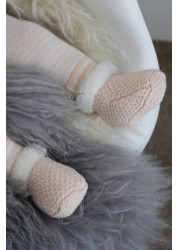 The Little Tailor Soft Pink Knitted Plush Lined Booties