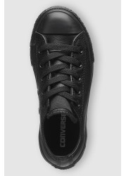 Converse Junior Black Leather Chuck Taylor Ox Low Trainers