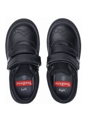 ToeZone Black Twin Strap Brogue School Shoes