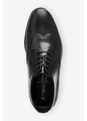 Leather Lace-Up Wing Cap Shoes