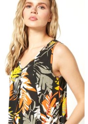 Roman Leaf Print Slouch Dress