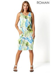 Roman Leaf Print Slouch Dress