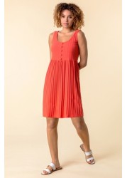 Roman Ribbed Button Detail Sun Dress