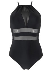 Pour Moi High Neck Mesh Insert Control Swimsuit