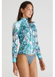 Aqua Blu Floral Tropical Haylay Rash Guard