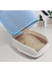 Cat Litter Mat Honeycomb Double Layer Waterproof Urine Proof Tracking Kitty Litter Trapping Mats Washable Easy Clean Scatter Control (29&quot; x 21&quot; Blue)