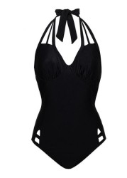 Figleaves Rene Black Underwired Halter Swimsuit