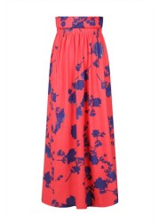 HotSquash Red Roll Top Maxi Skirt