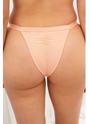 Embroidered Pink Tanga Brazilian Knickers