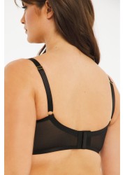 Figleaves Womens Black Sheer Net & Binding Padded Long Line Bra