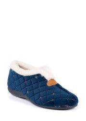 Lunar Blue Jem Fur Trim Slippers