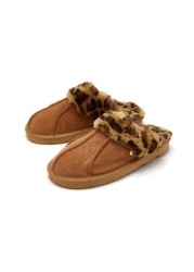 Pour Moi Faux Fur Trim Suede Mule Slipper