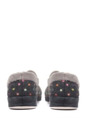 Pavers Ladies Grey Wide Fit Polka Dot Slippers