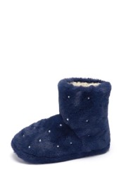 Pour Moi Pearl Trim Faux Fur Bootie Slipper