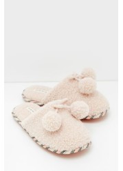 White Stuff Natural Curly Fur Mules